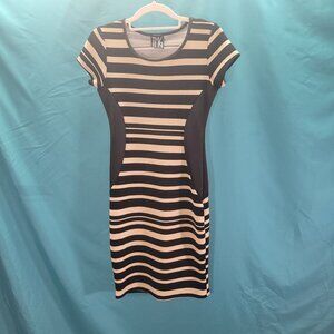 TMG New York Womens Black & White Striped Bodycon Dress Short Sleeve Size S